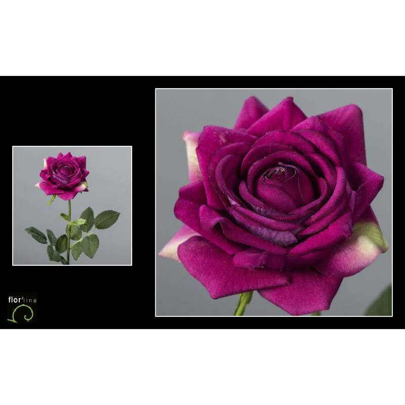 Fleur artificielle Rose velours POURPRE hauteur 58 cm - NO1