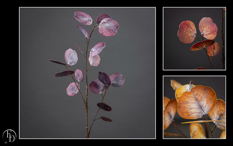 Branche d’Eucalyptus artificielle pourpre H.77 cm – Feuillage automnal sophistiqué