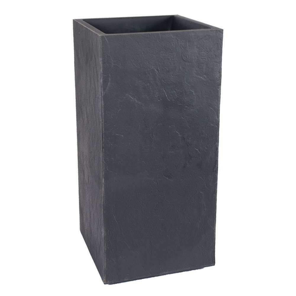 Bac pour fleur carré haut Volcania - intérieur extérieur - L.39.5 x H.80 Anthracite EDA PLASTIQUES