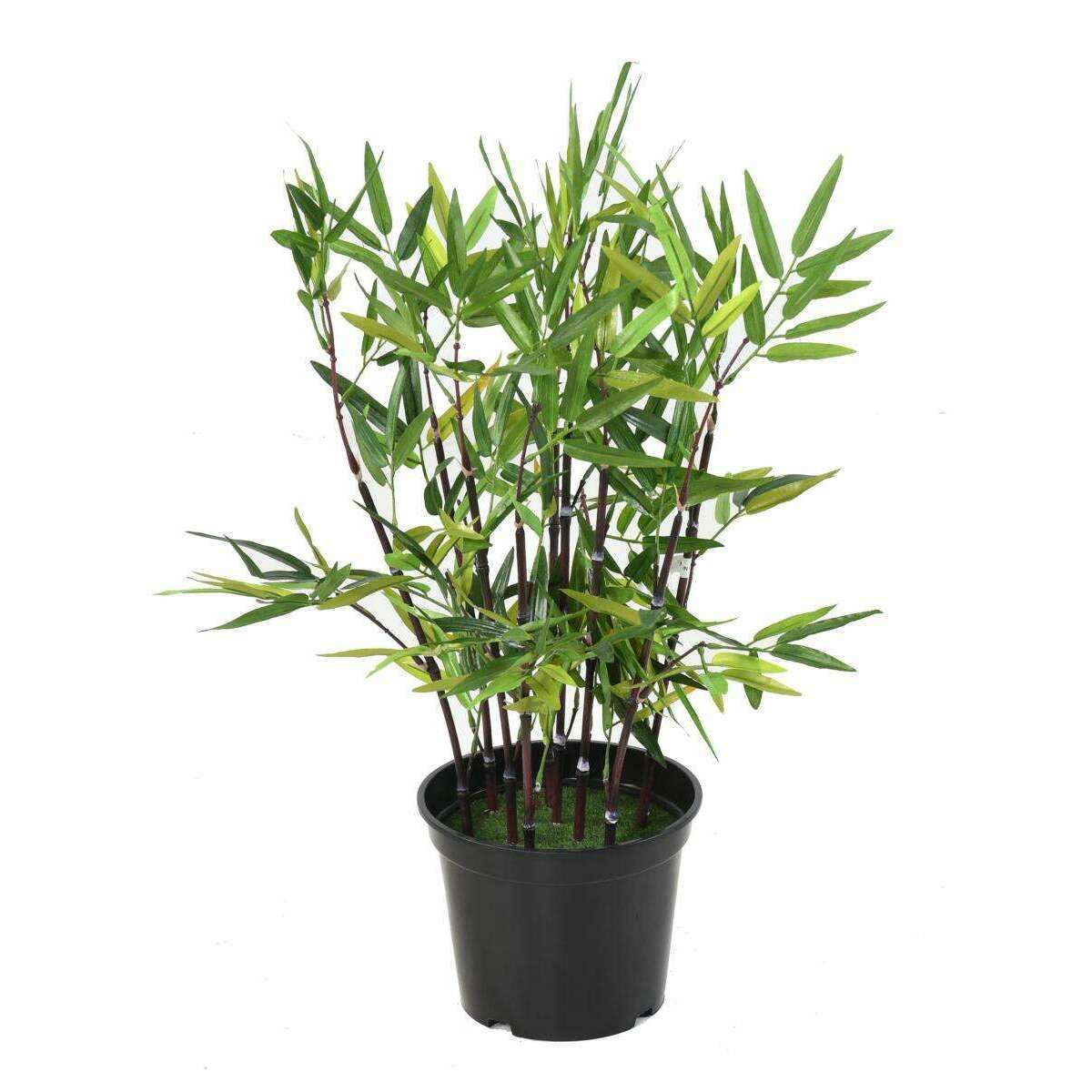 Bambou artificiel arbuste cannes noires - plante en pot d'intérieur - H.60cm vert B6