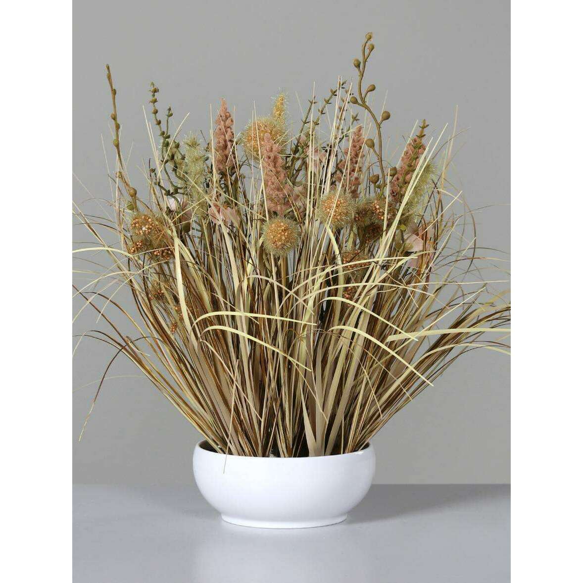 Composition artificielle fleurs séchées des prés - coupe céramique - H.40cm - P1