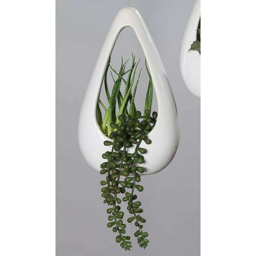 Composition artificielle Succulente à suspendre - Feuillage intérieur - H.22cm vert - Q2