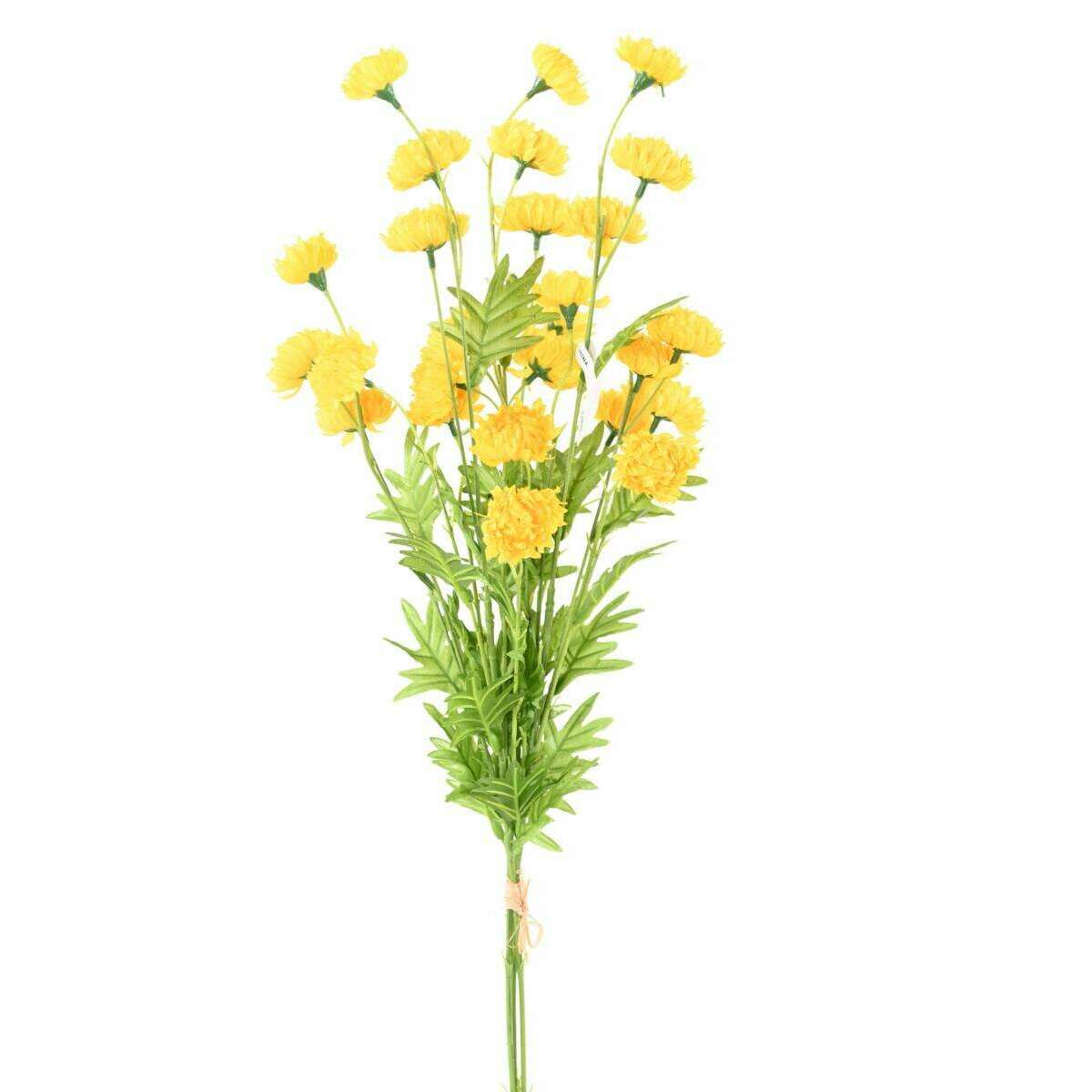 Fleur artificielle coupée Chrysanthème 27 fleurs - décoration intérieure - H.80 cm jaune - D1