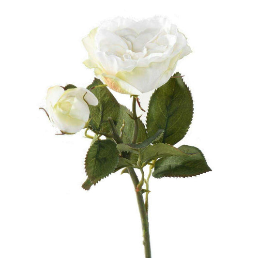 Fleur artificielle rose fresh touch - décoration intérieure - H.43cm blanc - M3