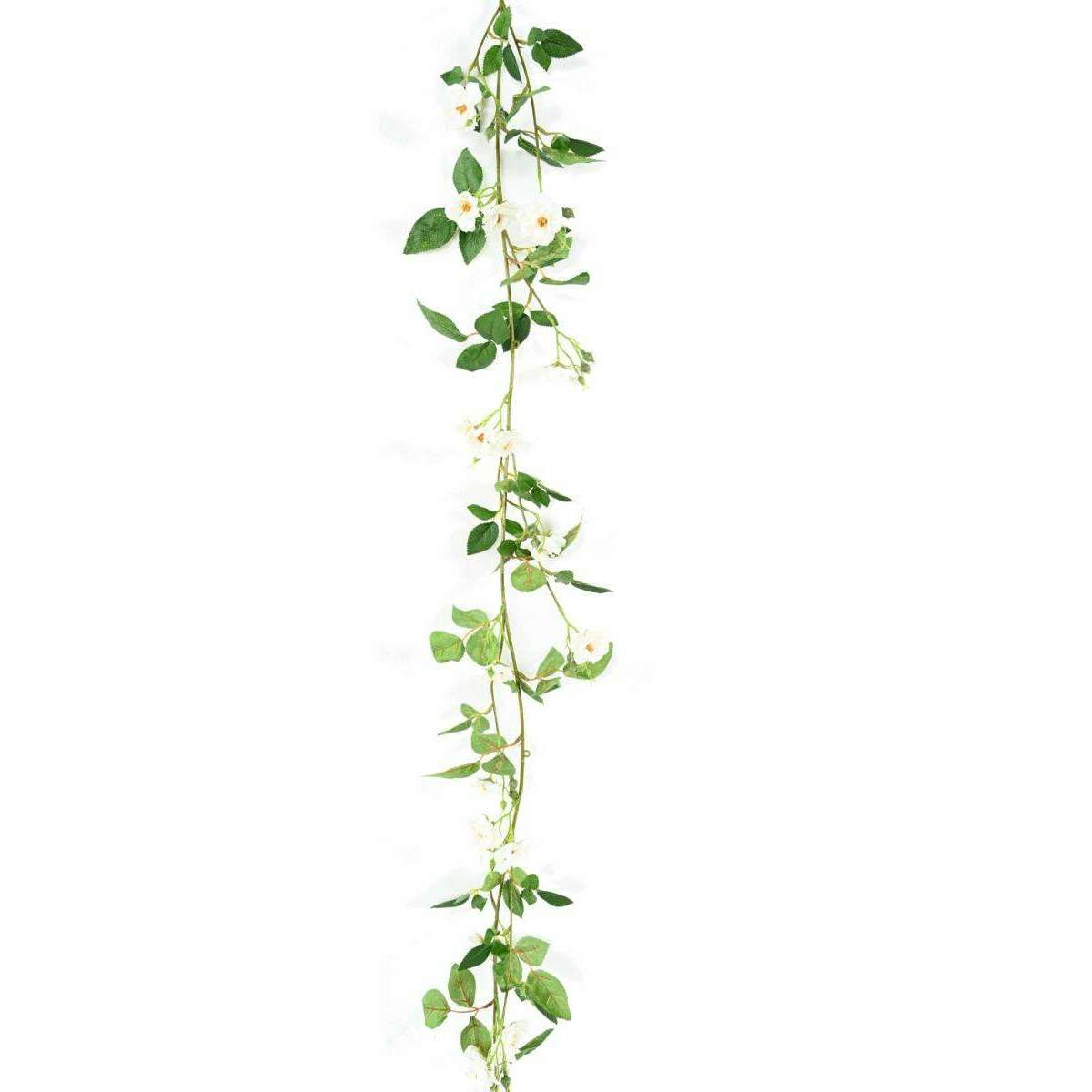 Fleurs artificielles Guirlande de rose mini - décoration d'intérieur - H.180cm blanc - N3