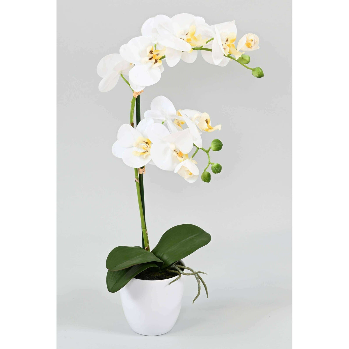 Orchidée Phalaenopsis artificielle en pot blanc - plante d'intérieur - H.55cm - K5