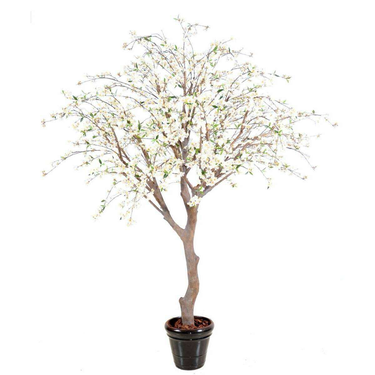 Plante artificielle fleurie Cerisier new large - intérieur - H.280cm blanc