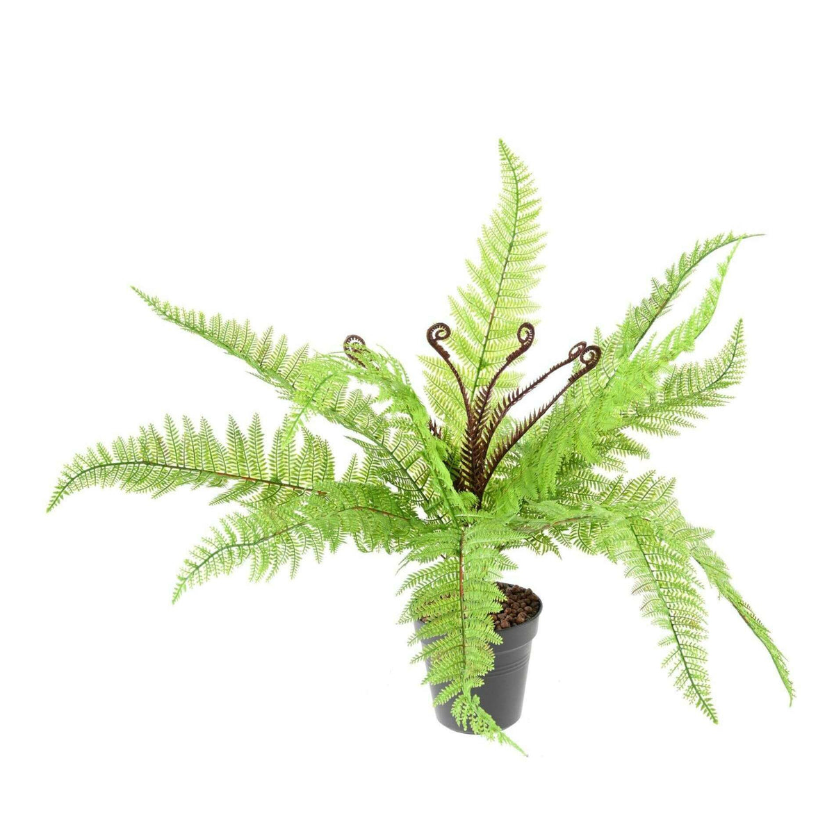 Plante artificielle Fougère Boston en piquet 12 feuilles - plante d'intérieur - H.59cm vert - F3