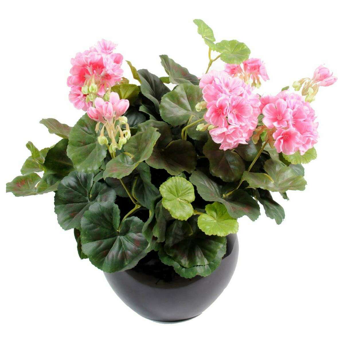 Plante fleurie artificielle - Géranium en piquet - H.35 cm rose G3