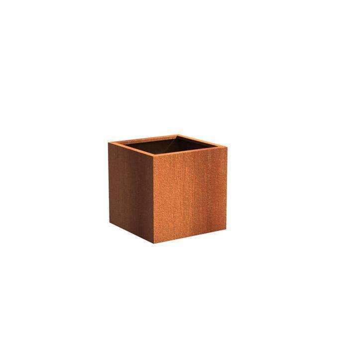 Pot pour fleur bac cube effet rouillé - intérieur extérieur - H.30cm Corten
