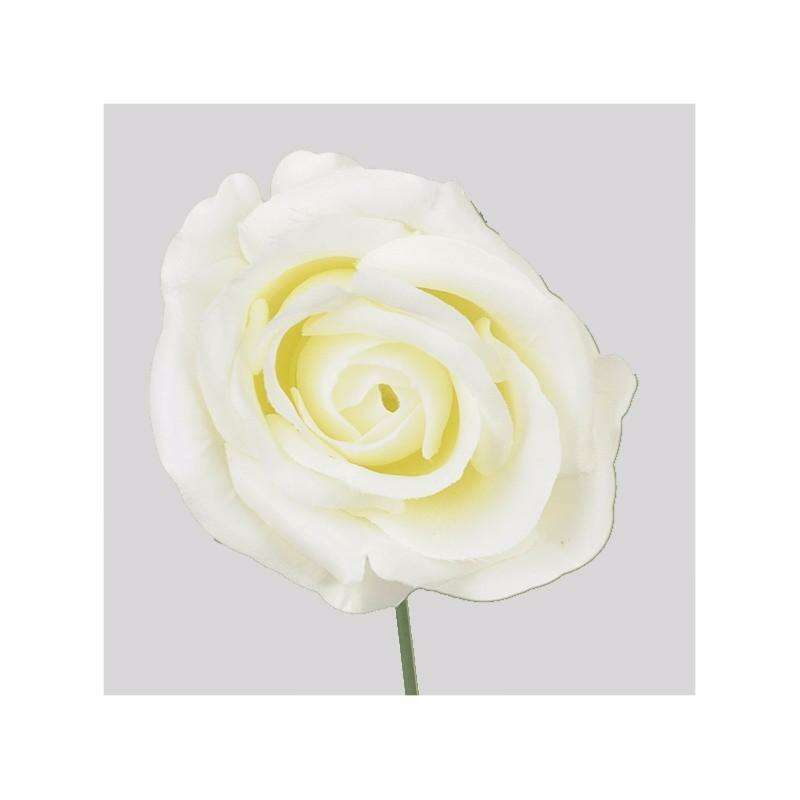 Rose artificielle tige de montage - création composition florale - H.35cm blanche S2