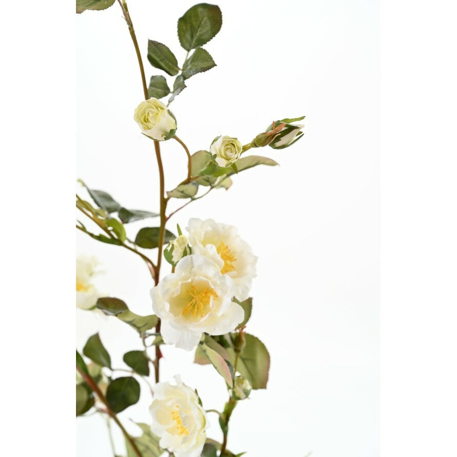 Fleur artificielle branche de mini roses blanches - création florale intérieur - H.100cm blanc