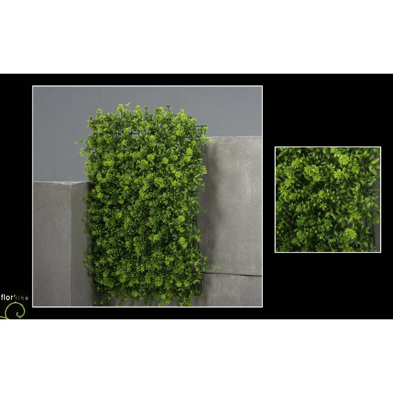 Dalle végétalisée artificielle - décoration murale - 40 cm X 60 cm vert  traitement UV ETG MEZZA