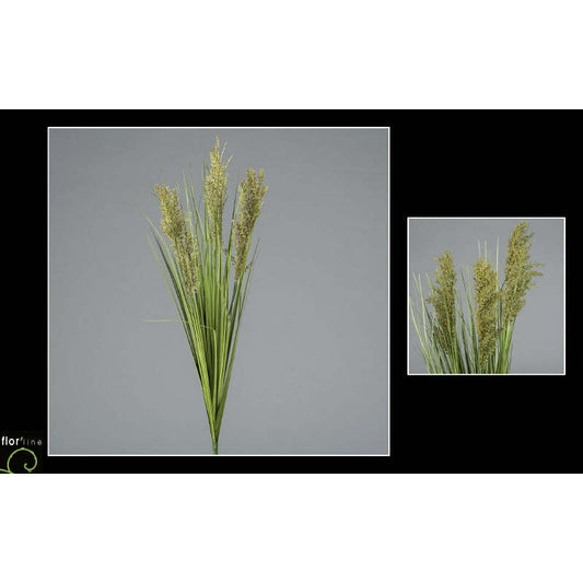 Bouquet de sorgho artificiel  - vert  3 fleurs vertes - décoration d'intérieur - H.80cm -  R3