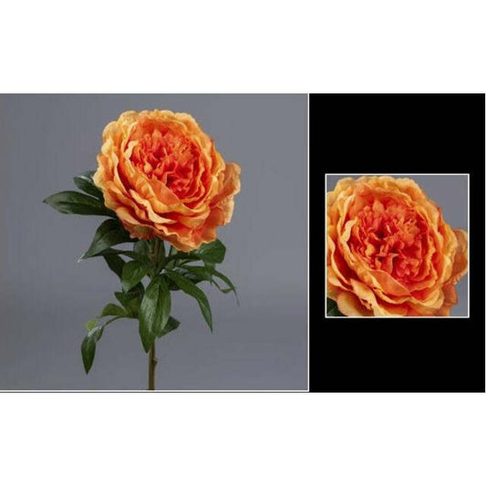 Fleur artificielle Pivoine - décoration d'intérieur - H. 68cm - orange - P4