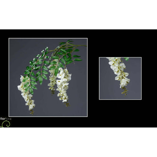 Branche de glycine crème 3 fleurs - décoration d'intérieur - H.73cm -  S4