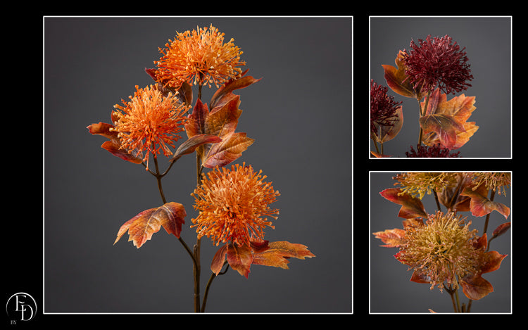 Branche de Viburnum artificielle orange H.80 cm – 3 fleurs aux couleurs chaleureuses