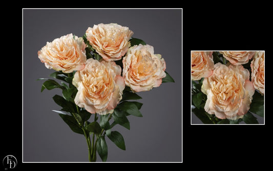 Bouquet de Pivoines artificielles saumon sur piquet - H.55 cm – Chaleur et charme naturel