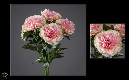 Bouquet de Pivoines artificielles lavande/rose sur piquet - H.55 cm – Raffinement floral et douceur romantique