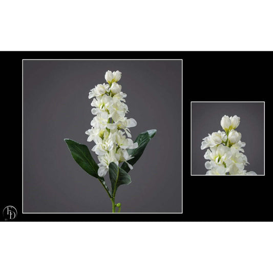 Fleur artificielle Delphinium - création bouquet - H.49cm - crème - Q3