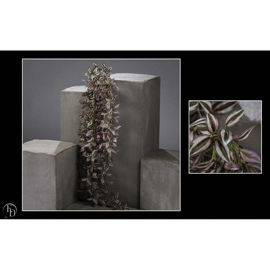 Branche artificielle de misère zébrée retombante- décoration d'intérieur - H. 150 cm  panaché gris vert pourpre P3
