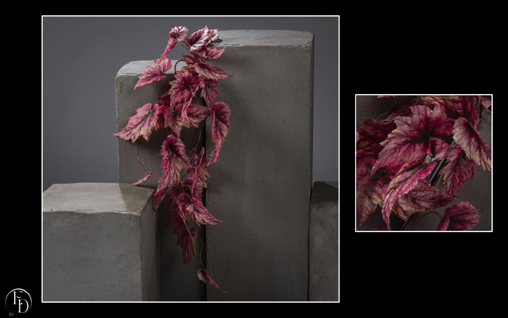 Chute de Begonia Rex artificielle 91 cm – Un feuillage spectaculaire aux nuances de rose - Z4