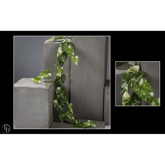 Guirlande artificielle Pothos - décoration pour intérieur - H.135 CM creme/vert R4