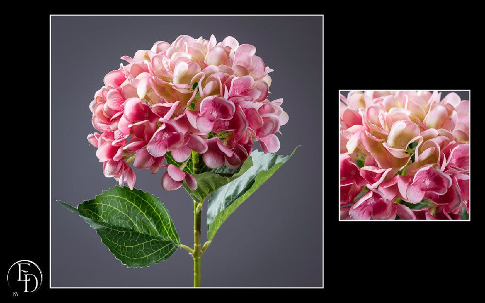 Hortensia artificiel rose nuancé 66 cm – Douceur florale et élégance intemporelle
