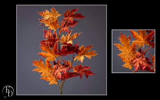 Branche d’érable artificielle automnale H.70 cm – Feuillage rouge, jaune et orange