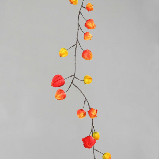 Guirlande artificielle de Physalis - 20 fruits - intérieur - H.95cm - rouge orange et jaune P2