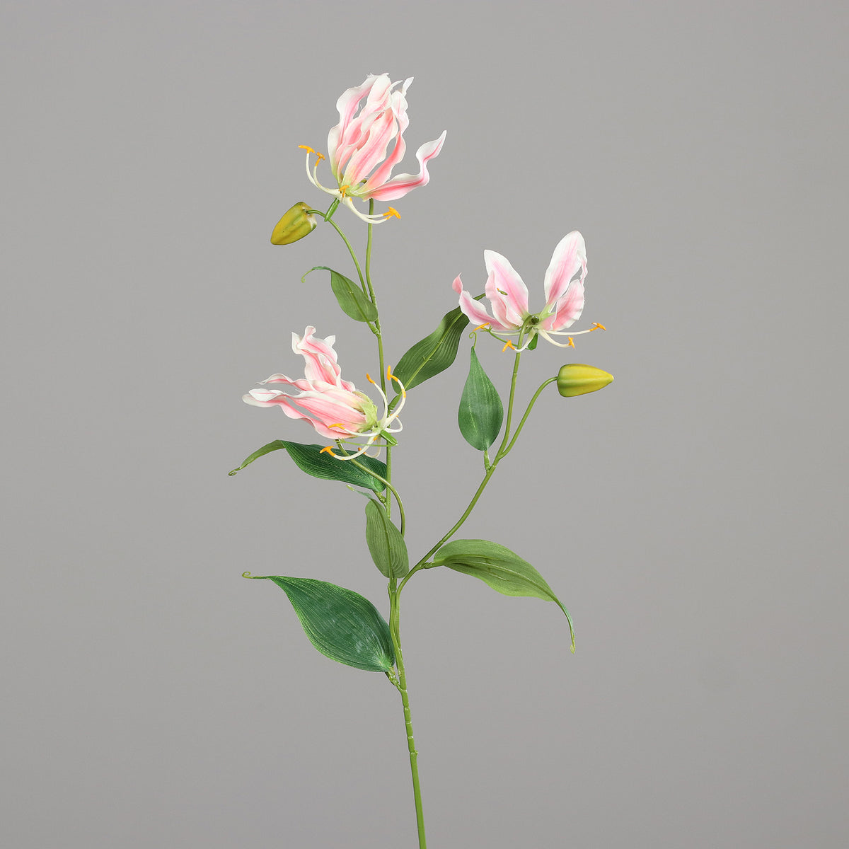 Fleur artificielle Gloriosa rose - Composition bouquet - H.84cm - 3 fleurs et 2 boutons - MAG