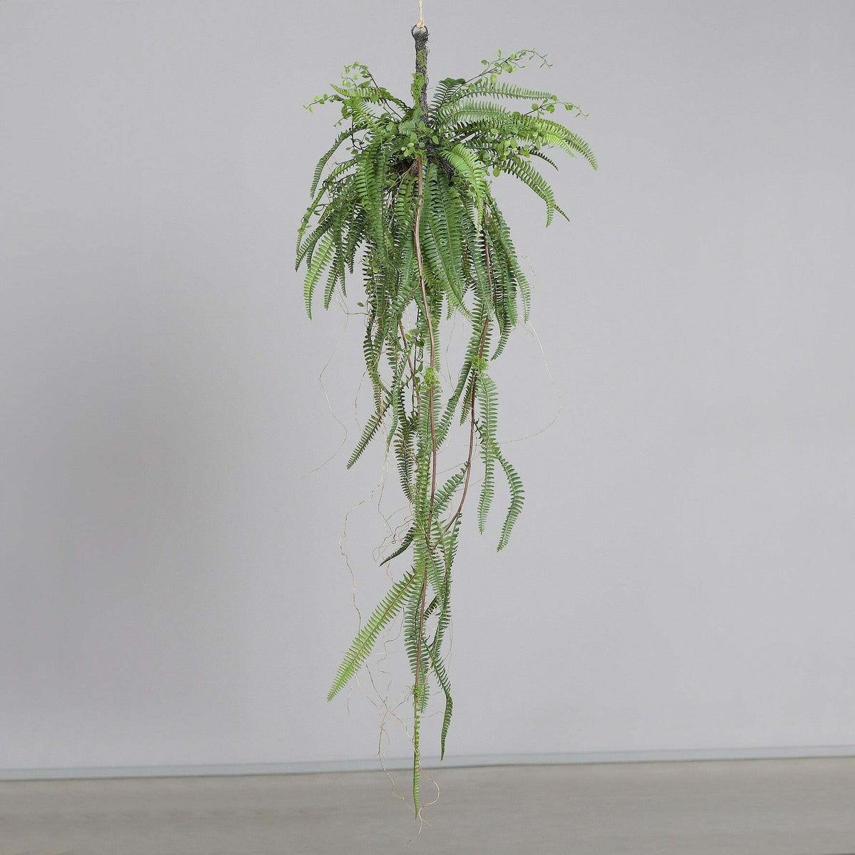 Composition artificielle boule de fougères à suspendre - Feuillage intérieur - H.122cm vert - S2