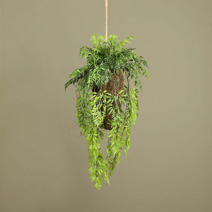 Composition artificielle boule de fougères à suspendre - Feuillage intérieur - H.94cm vert - Z4