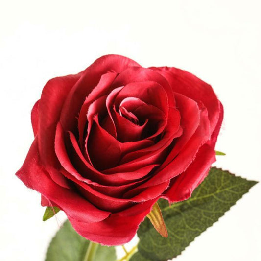 Fleur artificielle rose ouverte - composition florale - H.61cm rouge R2