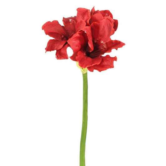 Amaryllis artificielle 2 fleurs 1 bouton - composition florale - H.66 cm rouge A3