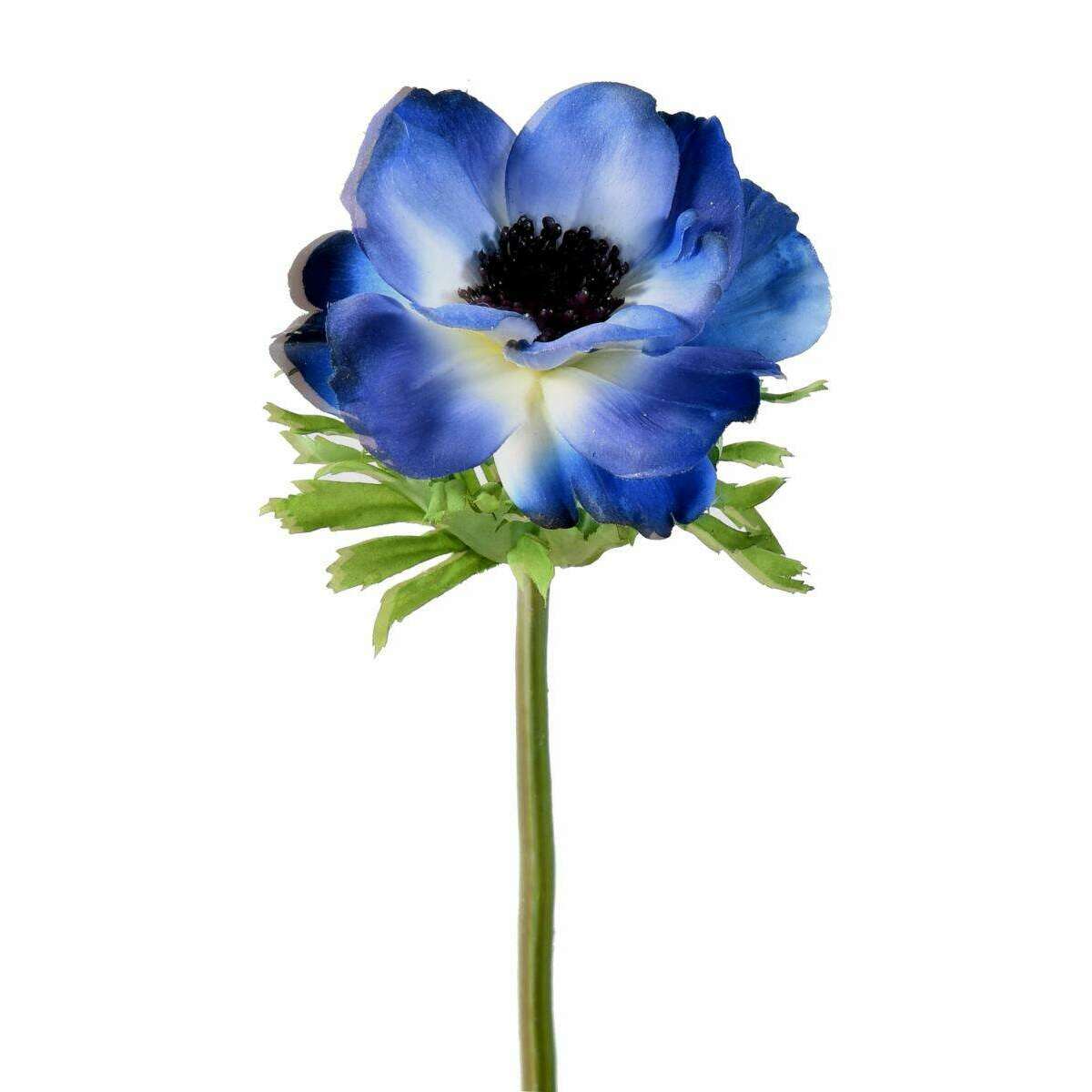 Anémone artificielle fleur coupée - création florale intérieur - H.35cm bleu - B5