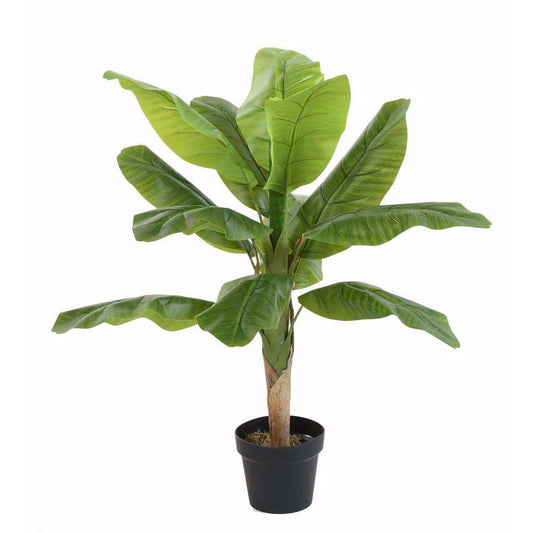 Arbre artificiel fruitier Bananier 15 feuilles - intérieur - H.120cm vert