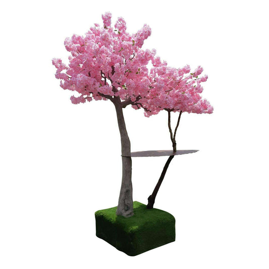 Arbre mange debout Cerisier artificiel fleuri UV - intérieur extérieur - H.280cm rose