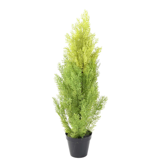 Arbuste artificiel Cyprès mini - intérieur extérieur - H.90cm vert jaune