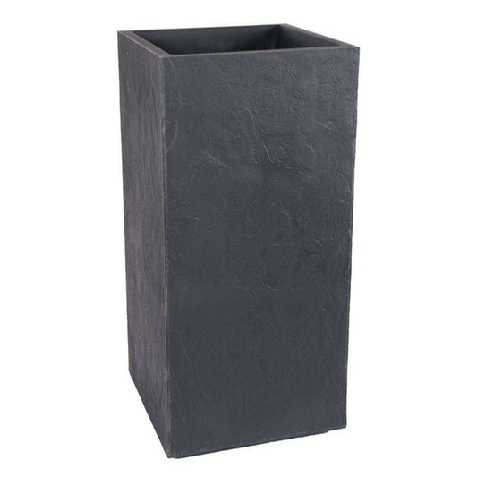 Bac pour fleur carré haut Volcania - intérieur extérieur - L.39.5 x H.80 Anthracite EDA PLASTIQUES