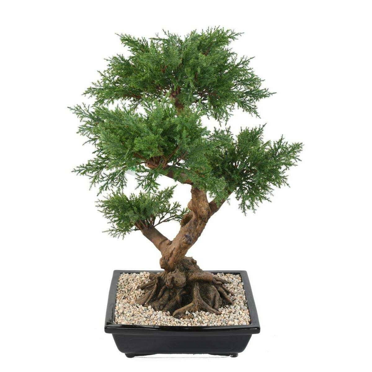 Bonsaï Juniperus artificiel en coupe - plante synthétique intérieur - H.75cm
