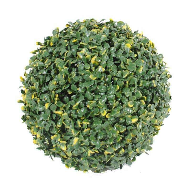 Boule de buis artificiel - intérieur extérieur - Ø.28 cm vert jaune ETG MEZZA