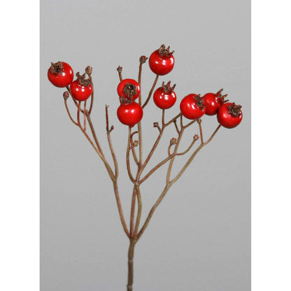 Branche artificielle d'églantier baies rouges - composition florale - H.46cm - Z2
