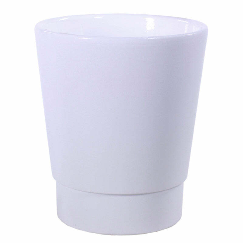 Cache pot de fleur céramique - intérieur extérieur - Ø13,5x H.15cm blanc