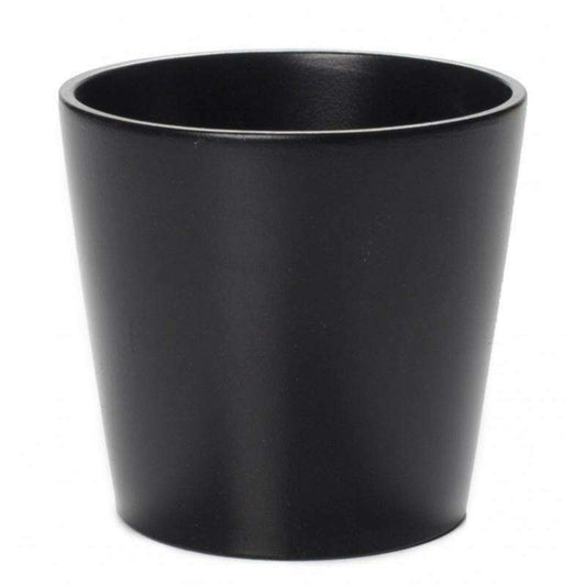 Cache pot de fleur céramique Stockholm - intérieur extérieur - Ø13,5x H.12,7cm noir