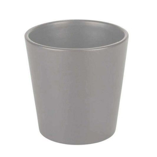 Cache pot de fleur céramique Stockholm - intérieur extérieur - Ø15,5x H.14,5cm gris