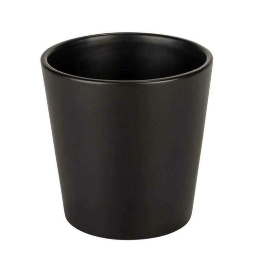 Cache pot de fleur céramique Stockholm - intérieur extérieur - Ø15,5x H.14,5cm noir