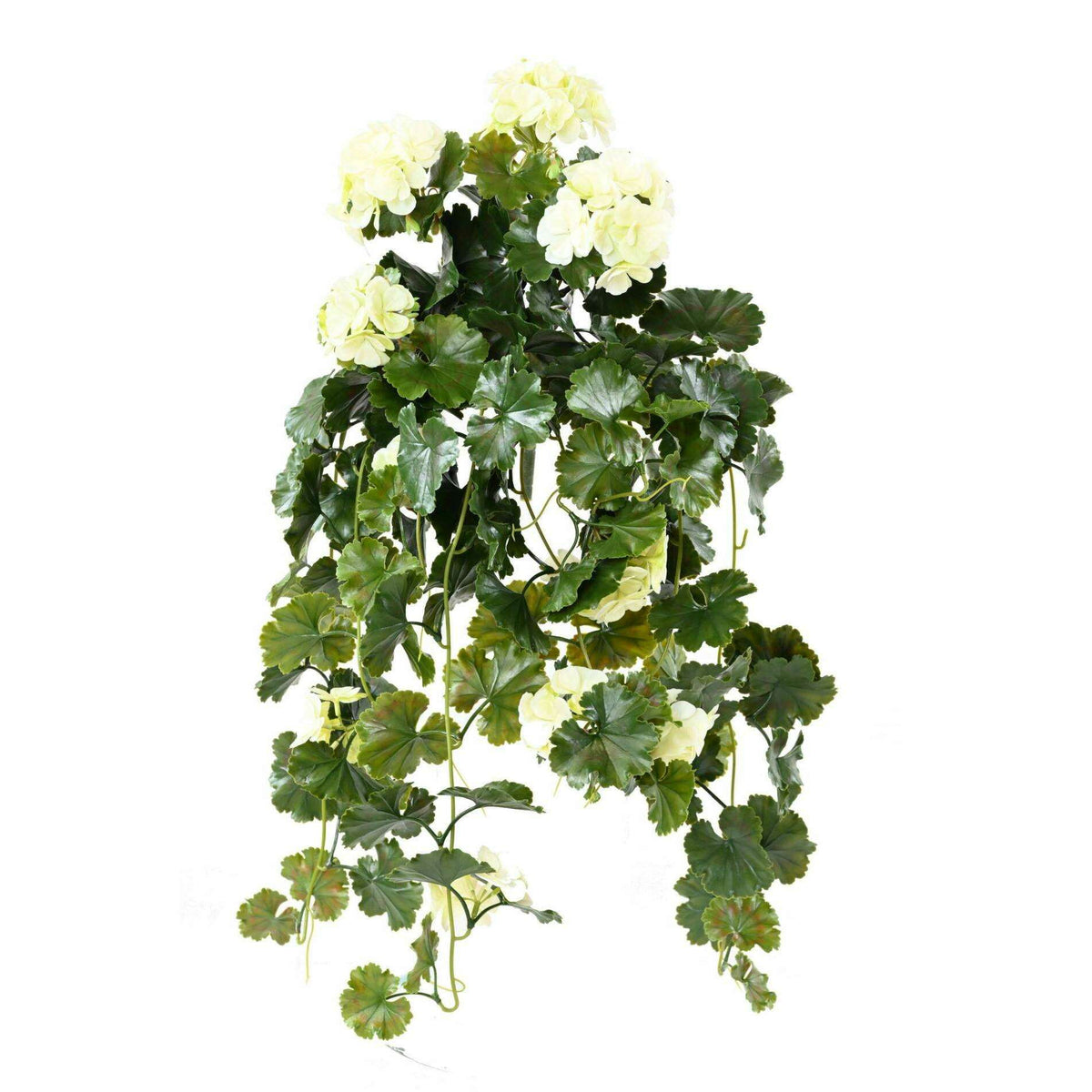 Chute artificielle fleurie Géranium UV 10 têtes - plante d'extérieur - H.65cm blanc - G5