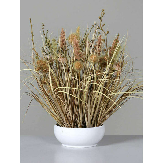 Composition artificielle fleurs séchées des prés - coupe céramique - H.40cm - P1