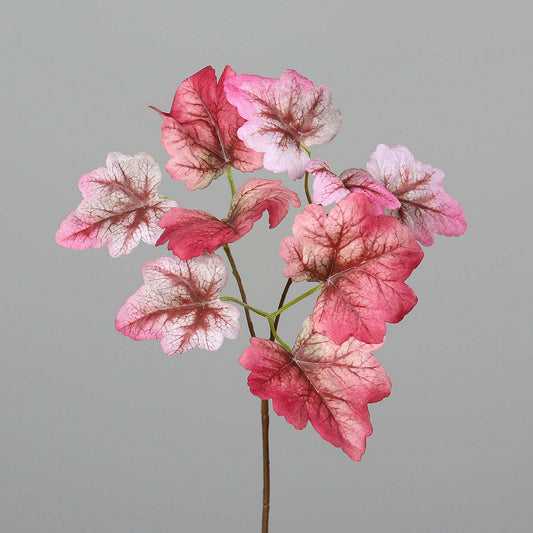 Feuillage branche artificielle Heuchere en piquet - 8 feuilles artificielles - H.40cm rose Z2